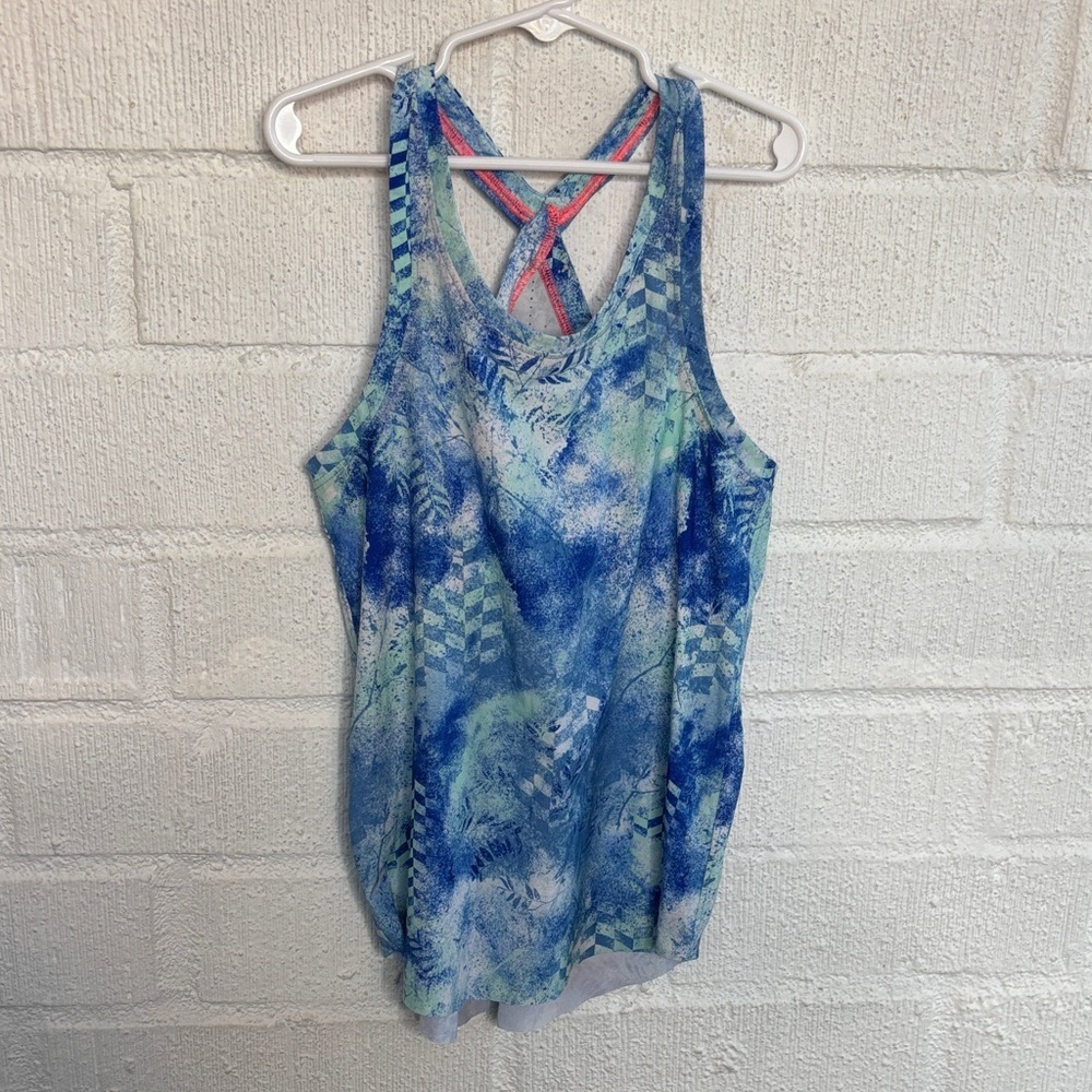 Ivivva Lululemon Girls Kids Blue Slit up Back Tank Top sz 8